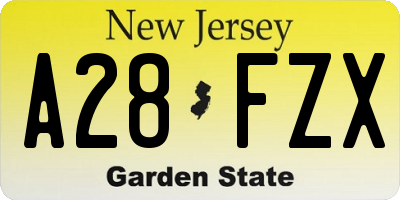 NJ license plate A28FZX