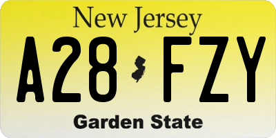 NJ license plate A28FZY