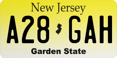 NJ license plate A28GAH