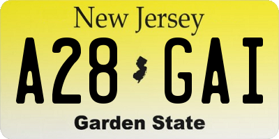 NJ license plate A28GAI