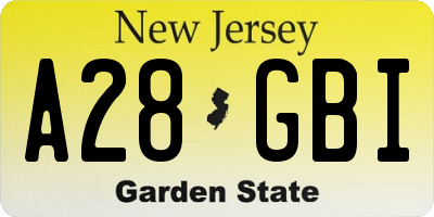 NJ license plate A28GBI