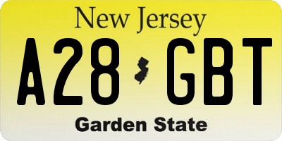 NJ license plate A28GBT