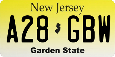 NJ license plate A28GBW