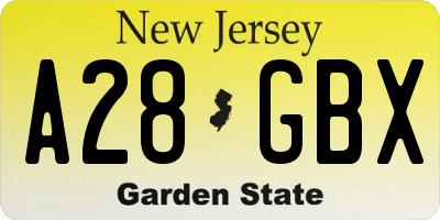 NJ license plate A28GBX