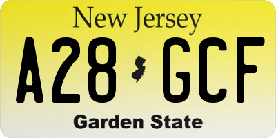 NJ license plate A28GCF