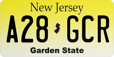 NJ license plate A28GCR