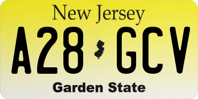NJ license plate A28GCV