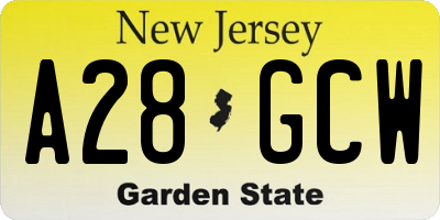 NJ license plate A28GCW