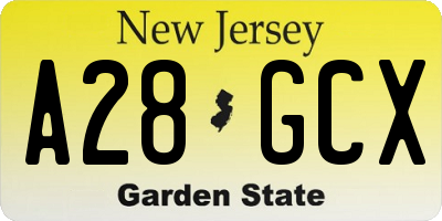 NJ license plate A28GCX