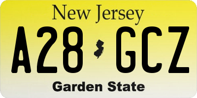 NJ license plate A28GCZ