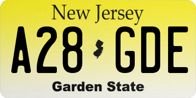 NJ license plate A28GDE