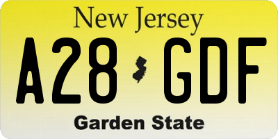 NJ license plate A28GDF
