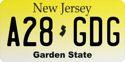 NJ license plate A28GDG