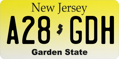 NJ license plate A28GDH