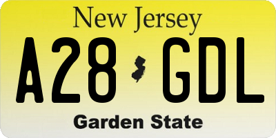 NJ license plate A28GDL