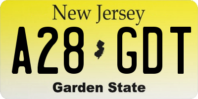 NJ license plate A28GDT