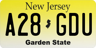 NJ license plate A28GDU