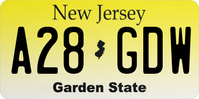 NJ license plate A28GDW