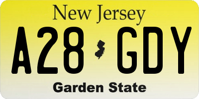 NJ license plate A28GDY