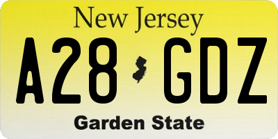 NJ license plate A28GDZ