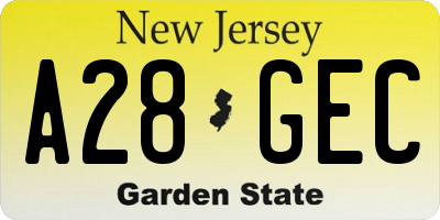 NJ license plate A28GEC