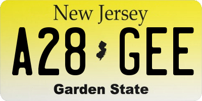 NJ license plate A28GEE