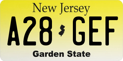 NJ license plate A28GEF