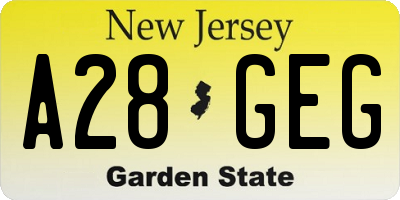 NJ license plate A28GEG