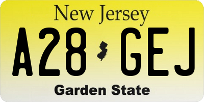 NJ license plate A28GEJ