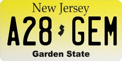 NJ license plate A28GEM