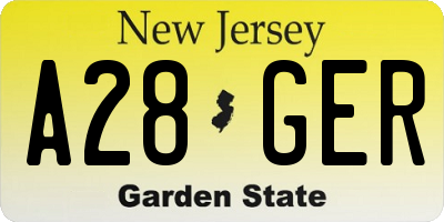 NJ license plate A28GER