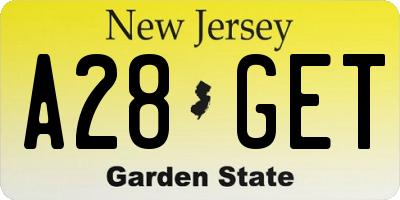 NJ license plate A28GET