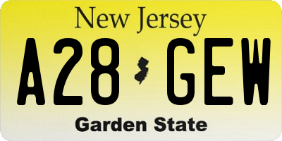 NJ license plate A28GEW