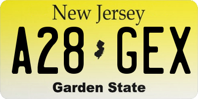 NJ license plate A28GEX