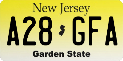 NJ license plate A28GFA