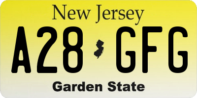 NJ license plate A28GFG
