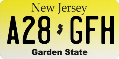 NJ license plate A28GFH