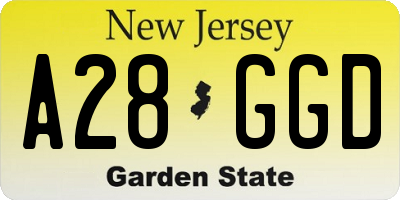 NJ license plate A28GGD