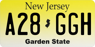 NJ license plate A28GGH