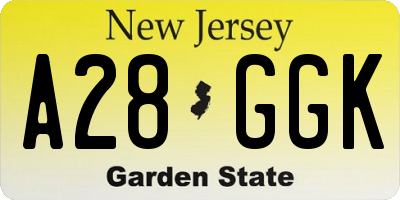 NJ license plate A28GGK