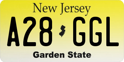NJ license plate A28GGL