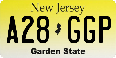 NJ license plate A28GGP