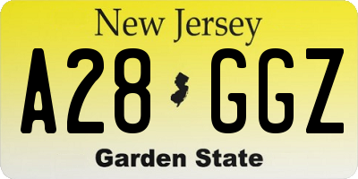 NJ license plate A28GGZ