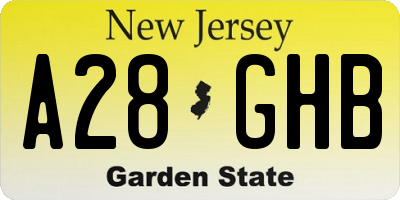 NJ license plate A28GHB