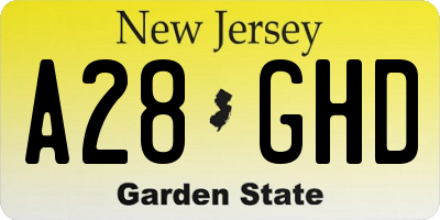 NJ license plate A28GHD
