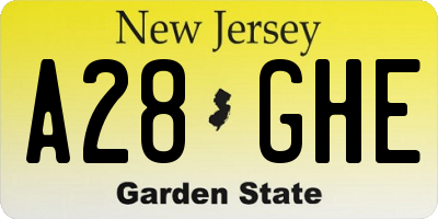 NJ license plate A28GHE