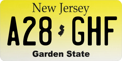 NJ license plate A28GHF