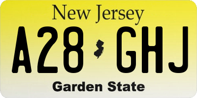 NJ license plate A28GHJ