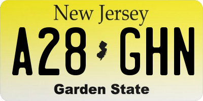 NJ license plate A28GHN