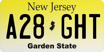 NJ license plate A28GHT